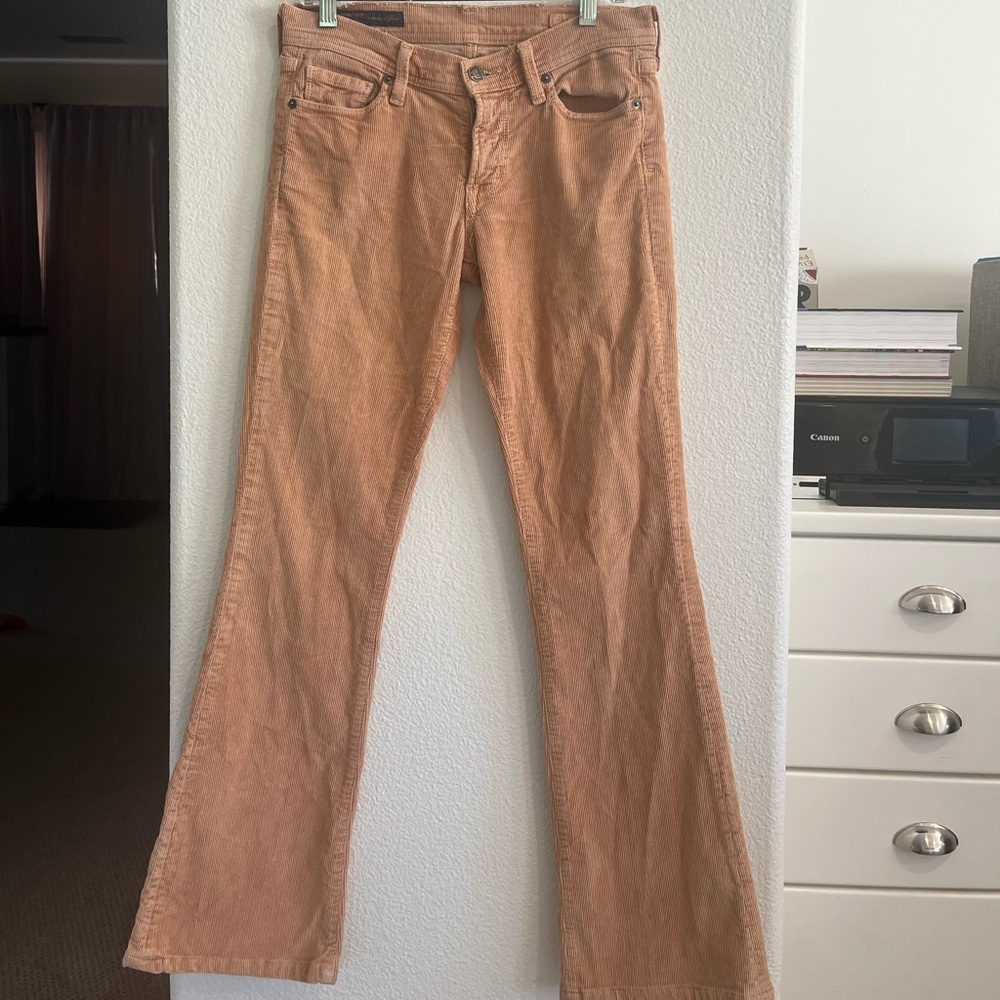 Vintage Peachy colored low rise micro flare corduroy Pants